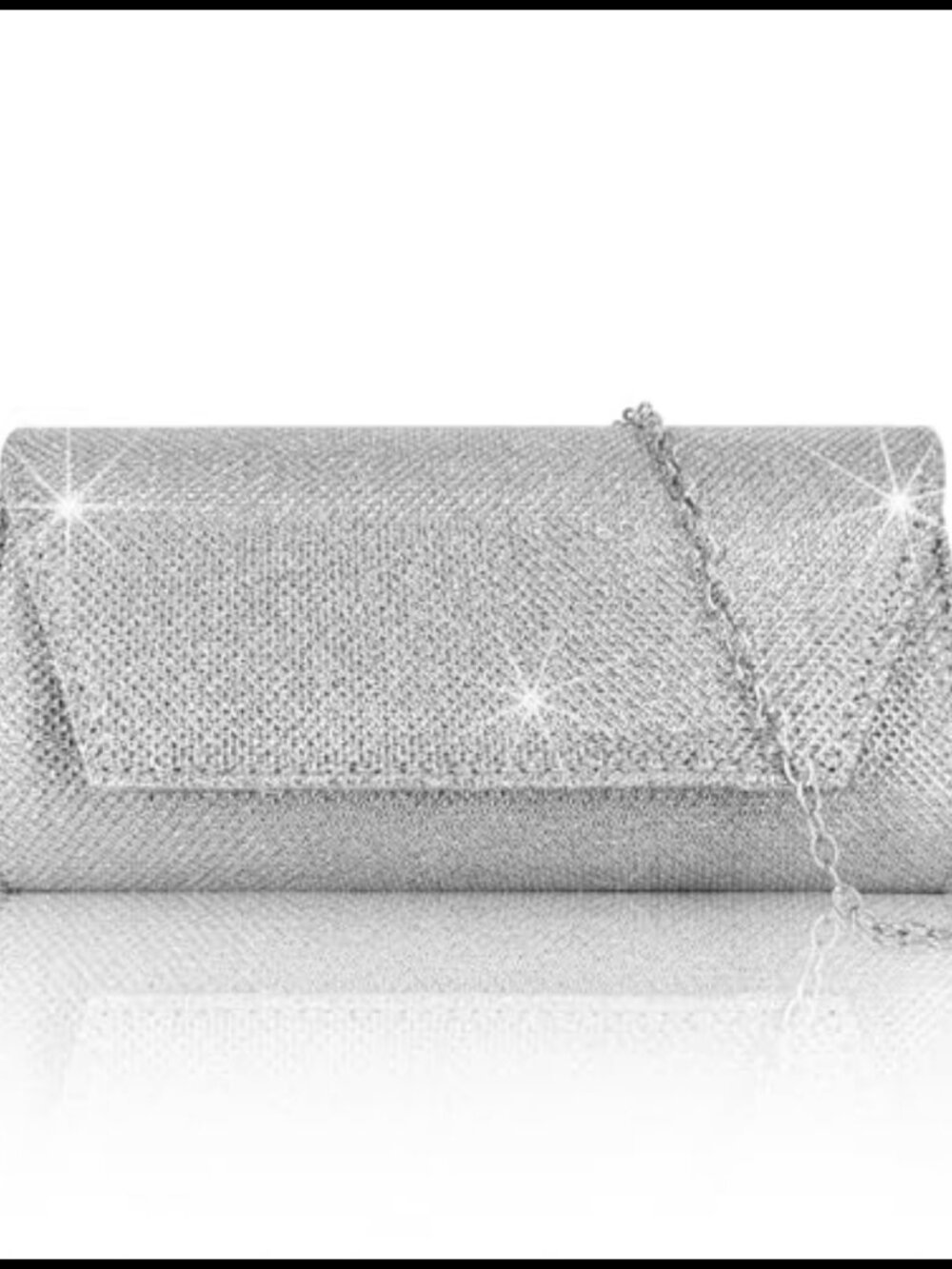 Sparkling Envelope Clutch Evening Bag with Detachable Chain Crossbody